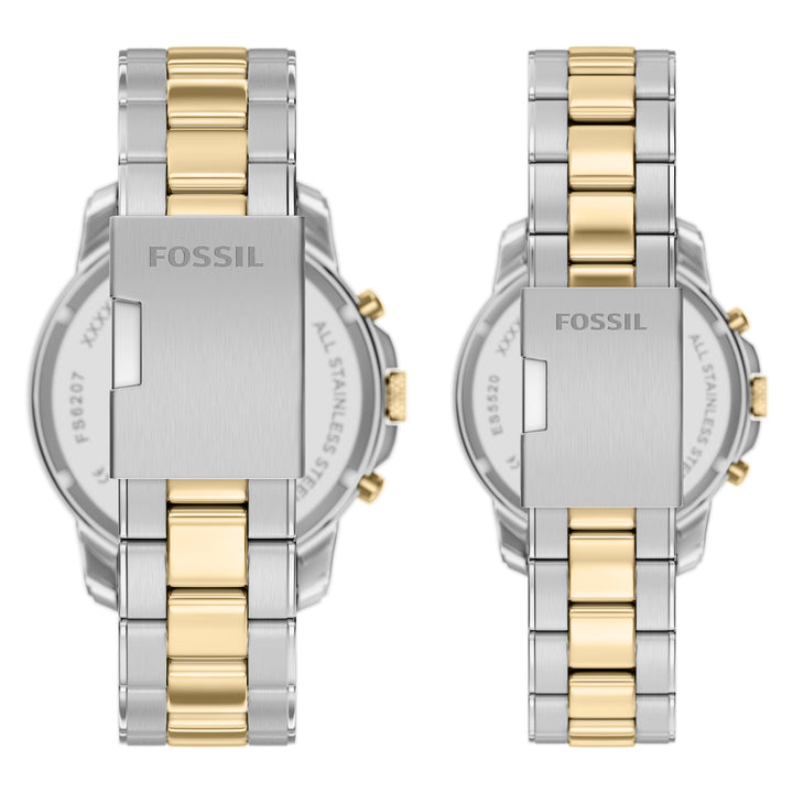 Fossil Men's Grant 44mm Chronograph Silver & Gold-Tone Stainless Steel Watch Set