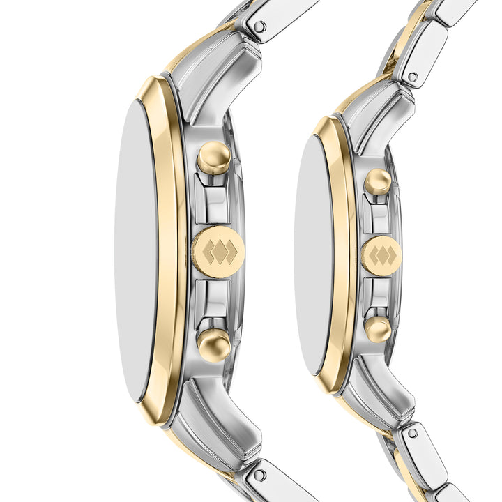 Fossil Men's Grant 44mm Chronograph Silver & Gold-Tone Stainless Steel Watch Set