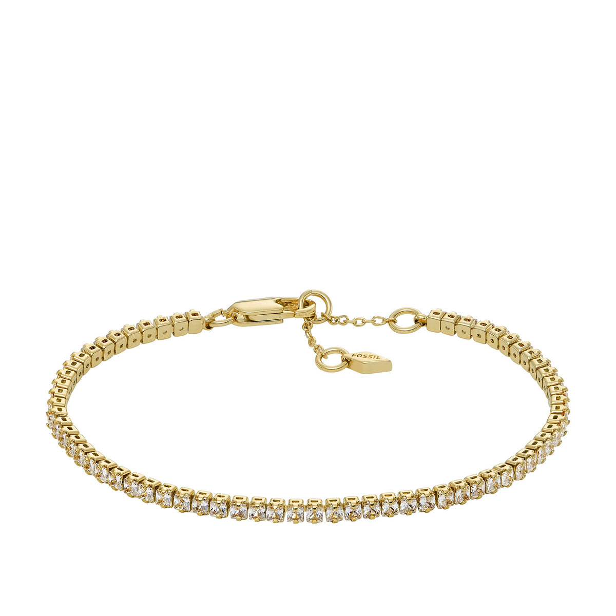 Fossil Women's Ellis Pavé Glitz Gold-Tone Brass Tennis Chain Bracelet - JA7214710
