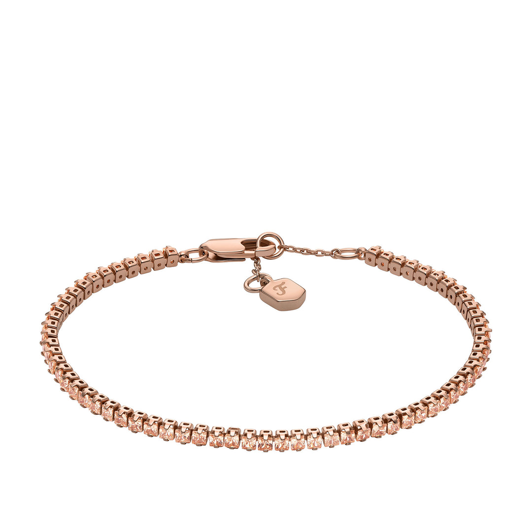 Fossil Women's Ellis Pavé Glitz Rose Gold-Tone Brass Tennis Chain Bracelet