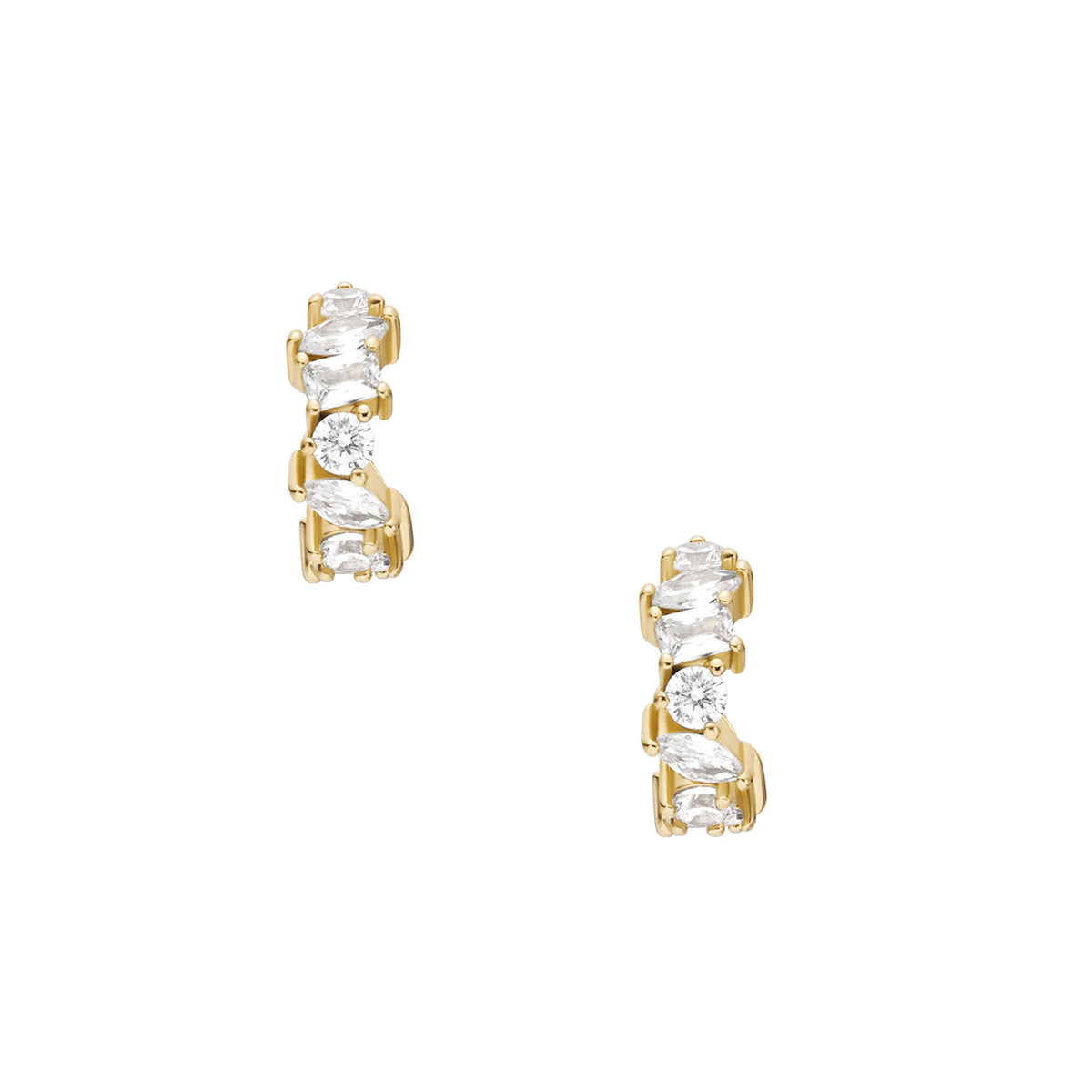 Fossil Women's Ellis Mixed Shapes Gold-Tone Brass Hoop Earrings - JA7297710