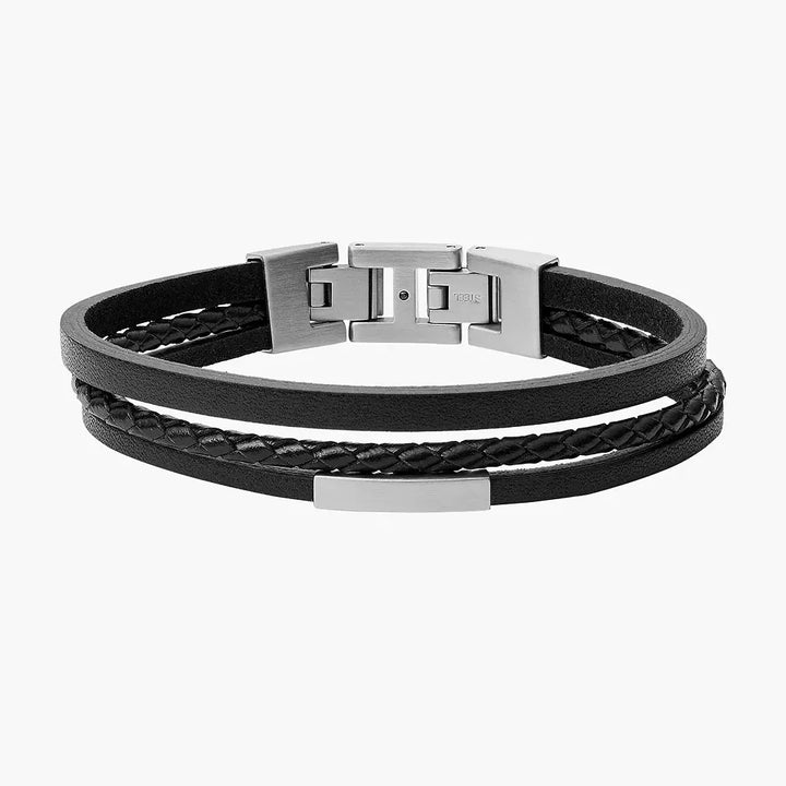 FOSSIL BLACK MULTI-STRAND LEATHER BRACELET