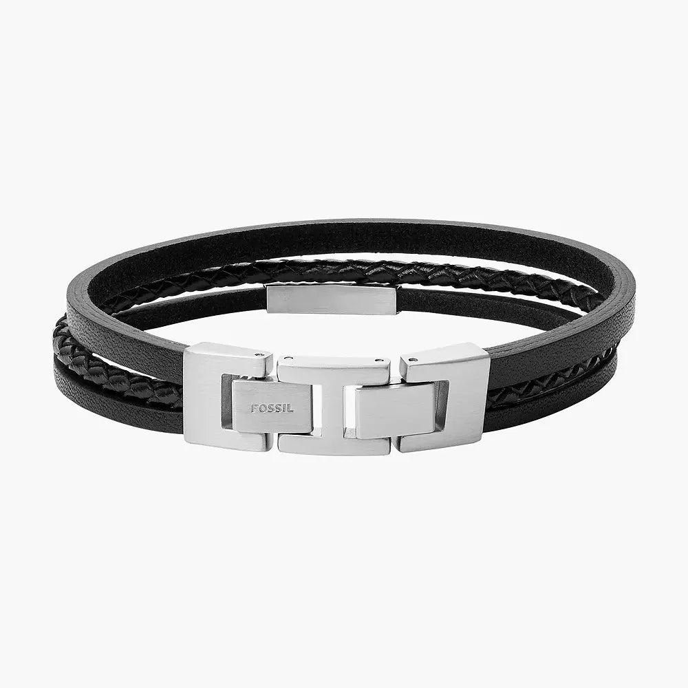 FOSSIL BLACK MULTI-STRAND LEATHER BRACELET