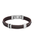 Fossil Men's Leather Essentials Brown Leather Strap Bracelet
