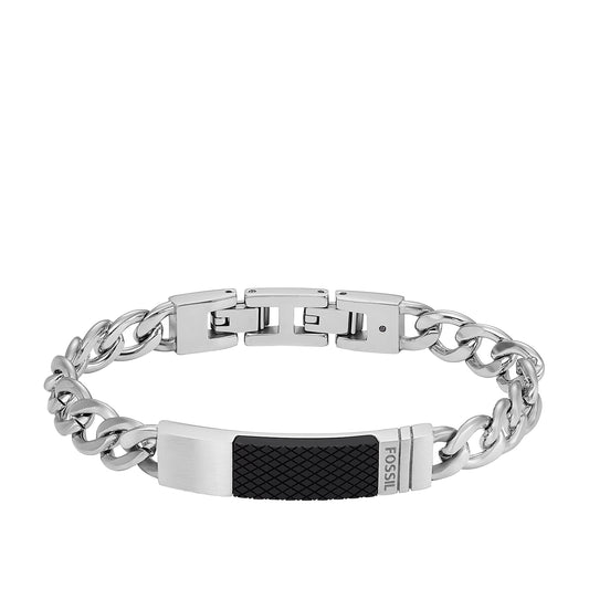 Fossil Men's Machine Knurled Texture Stainless Steel Chain Bracelet