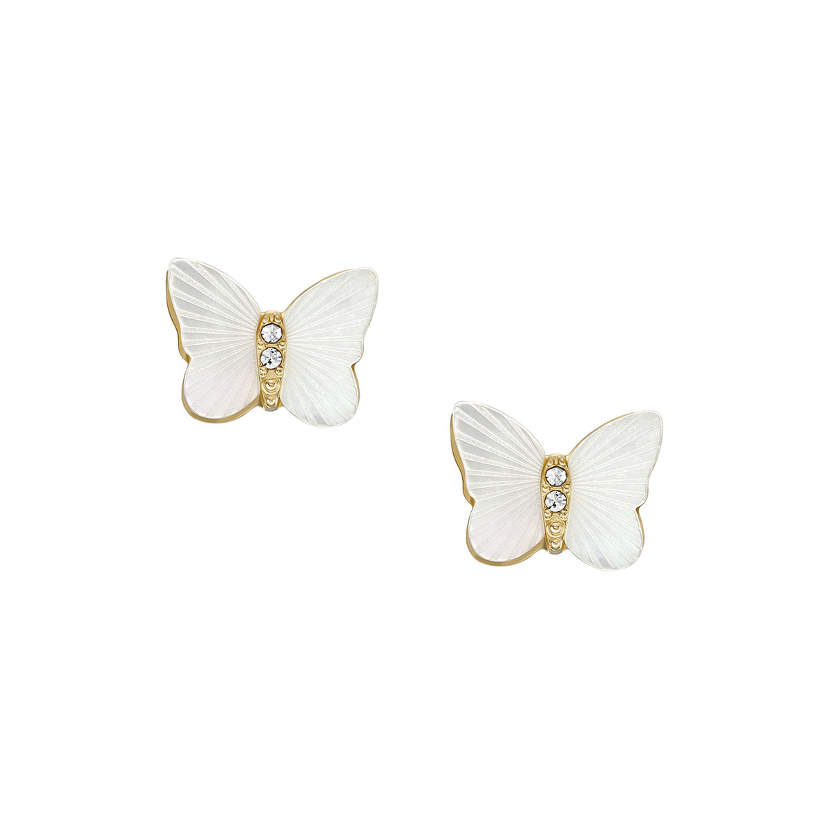 Fossil Women's Sutton Radiant Wings White Mother-of-Pearl Stud Butterfly Earrings