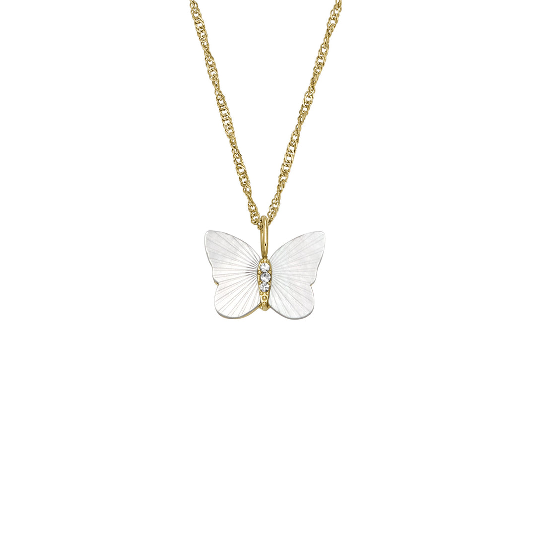Fossil Women's Sutton Radiant Wings White Mother-of-Pearl Butterfly Chain Necklace