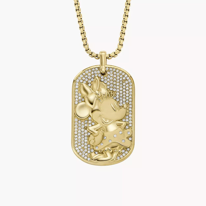 DISNEY FOSSIL SPECIAL EDITION GOLD-TONE STAINLESS STEEL TAG NECKLACE