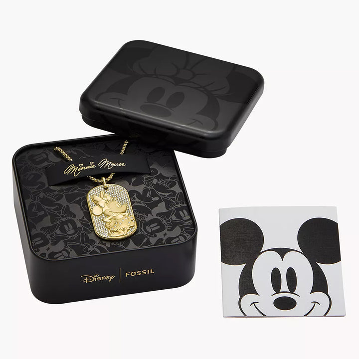 DISNEY FOSSIL SPECIAL EDITION GOLD-TONE STAINLESS STEEL TAG NECKLACE