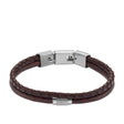 Fossil Men's Machine Knurled Texture Brown Leather Multi-Strand Bracelet