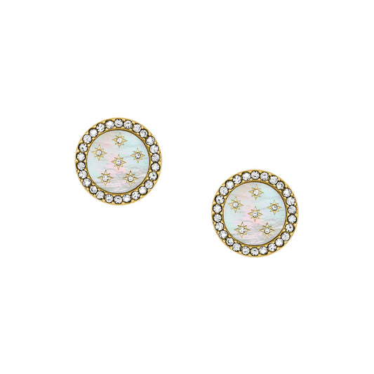 Fossil Women's Merrit Northlight Collection Gold-Tone Stainless Steel Stud Earrings