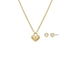 Fossil Women's Sadie Gold-Tone Stainless Steel Heart Necklace and Earrings Gift Set