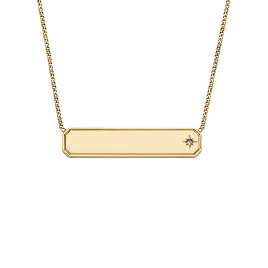 Fossil Women's Sadie Gold-Tone Stainless Steel ID Necklace