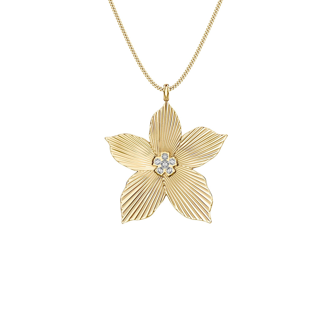 Fossil Women's Sutton The Flower Collection Gold-Tone Stainless Steel Pendant Necklace