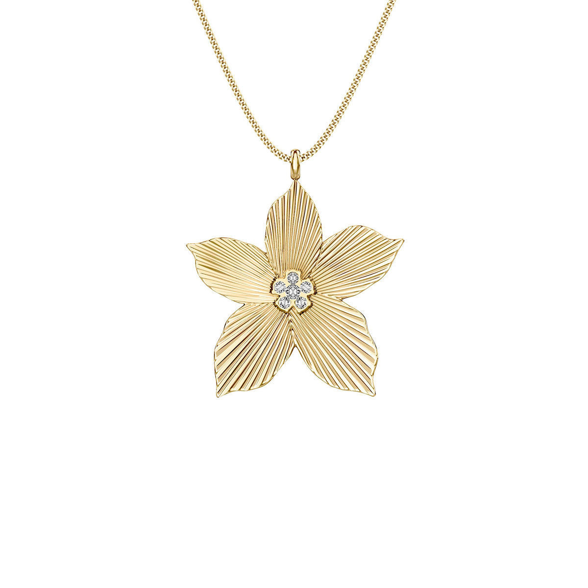 Fossil Women's Sutton The Flower Collection Gold-Tone Stainless Steel Pendant Necklace - JF04968710