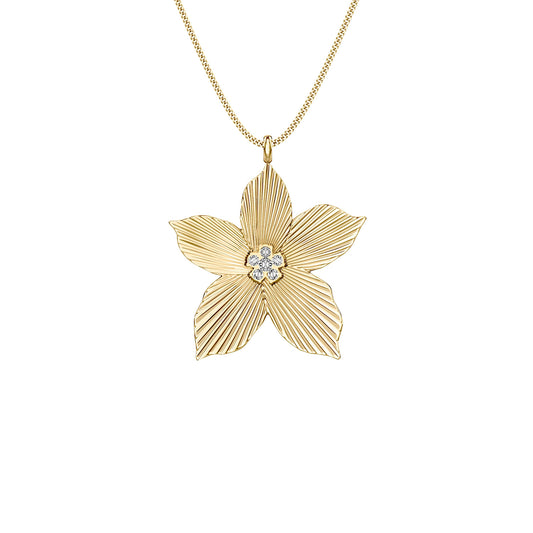 Fossil Women's Sutton The Flower Collection Gold-Tone Stainless Steel Pendant Necklace