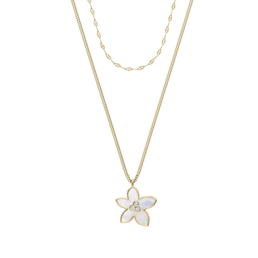 Fossil Women's Sutton The Flower Collection Mother-of-Pearl Multi-Strand Necklace