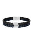 Fossil Men's Woven Blue and Black Leather Bracelet