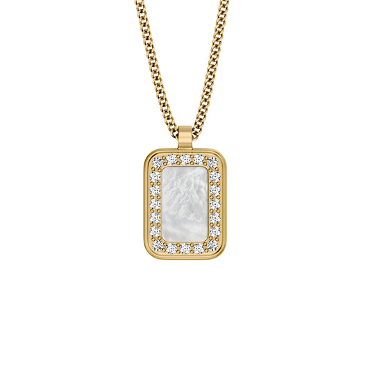 Fossil Women's Raquel Glitz White Mother-of-Pearl Pendant Necklace