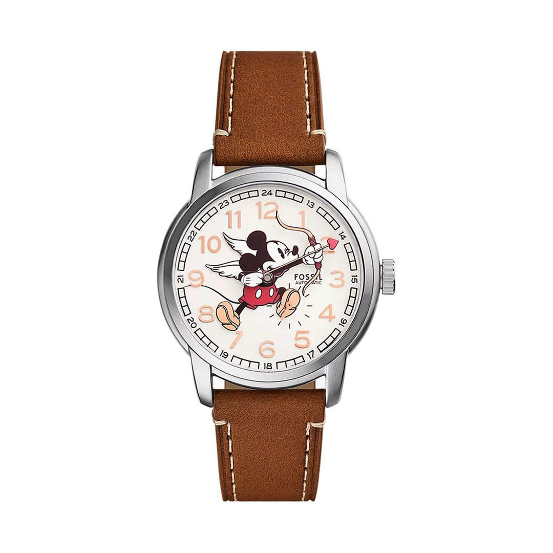 Disney Fossil Limited Edition Automatic Medium Brown LiteHide™ Leather Unisex Watch