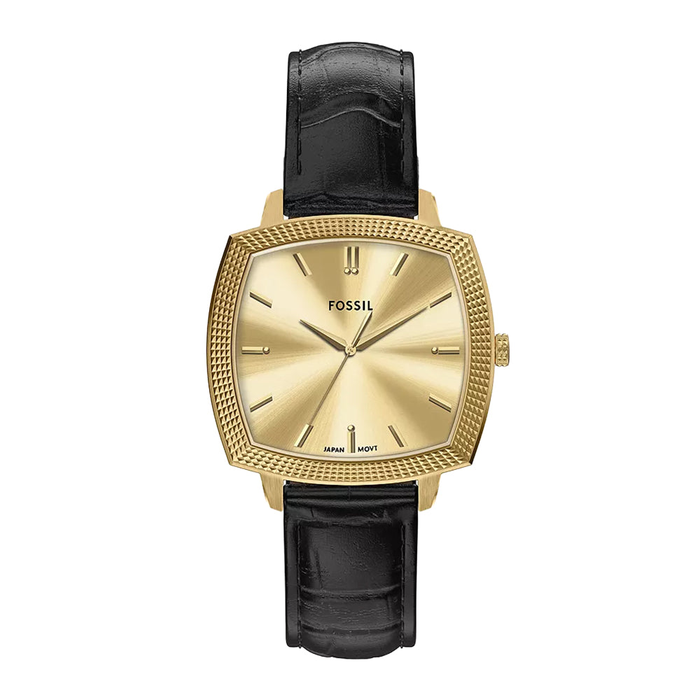 Fossil Unisex Nick Jonas x Fossil Machine Luxe Three-Hand Black Croco Leather Watch - LE1214