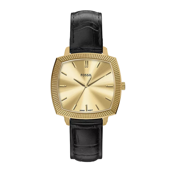 Fossil Unisex Nick Jonas x Fossil Machine Luxe Three-Hand Black Croco Leather Watch