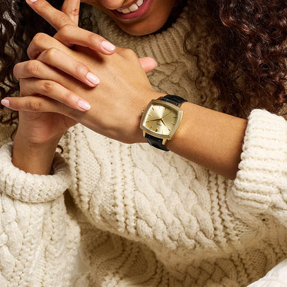 Fossil Unisex Nick Jonas x Fossil Machine Luxe Three-Hand Black Croco Leather Watch - LE1214