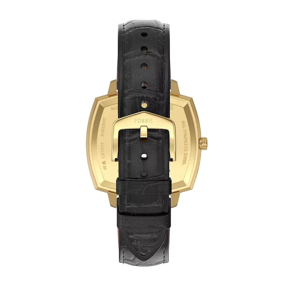Fossil Unisex Nick Jonas x Fossil Machine Luxe Three-Hand Black Croco Leather Watch
