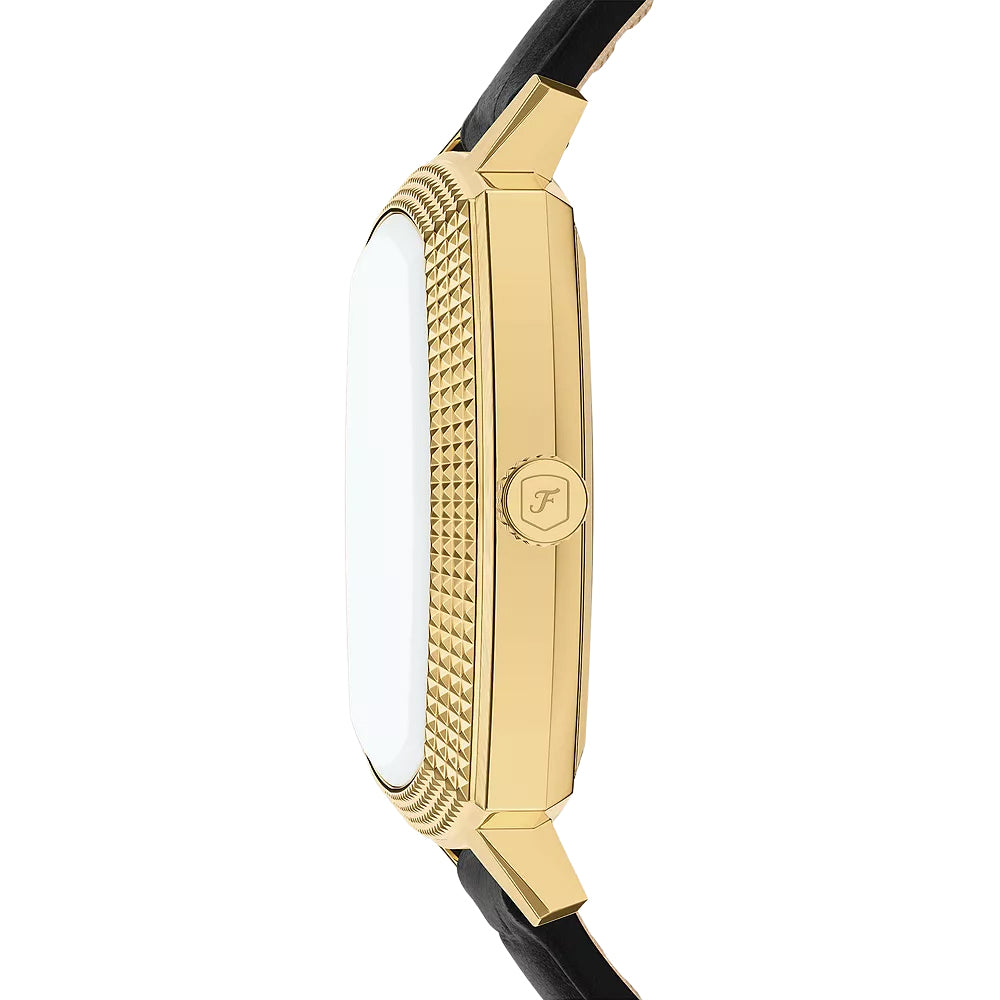 Fossil Unisex Nick Jonas x Fossil Machine Luxe Three-Hand Black Croco Leather Watch