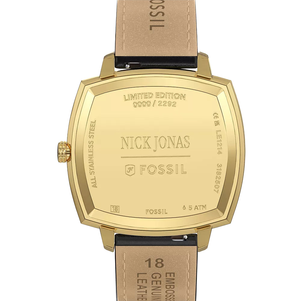 Fossil Unisex Nick Jonas x Fossil Machine Luxe Three-Hand Black Croco Leather Watch