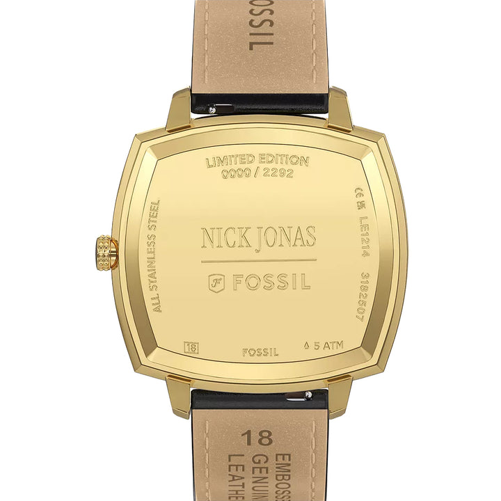 Fossil Unisex Nick Jonas x Fossil Machine Luxe Three-Hand Black Croco Leather Watch