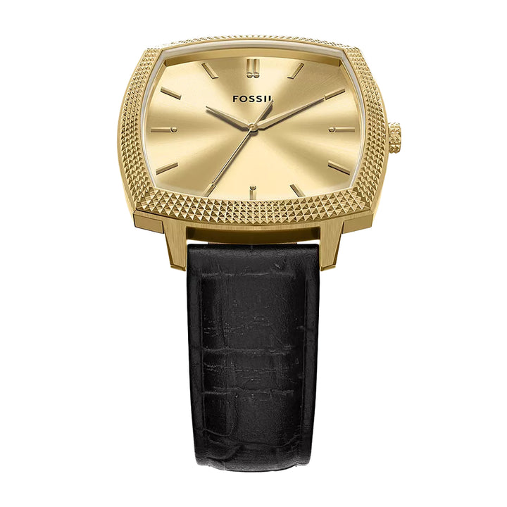 Fossil Unisex Nick Jonas x Fossil Machine Luxe Three-Hand Black Croco Leather Watch