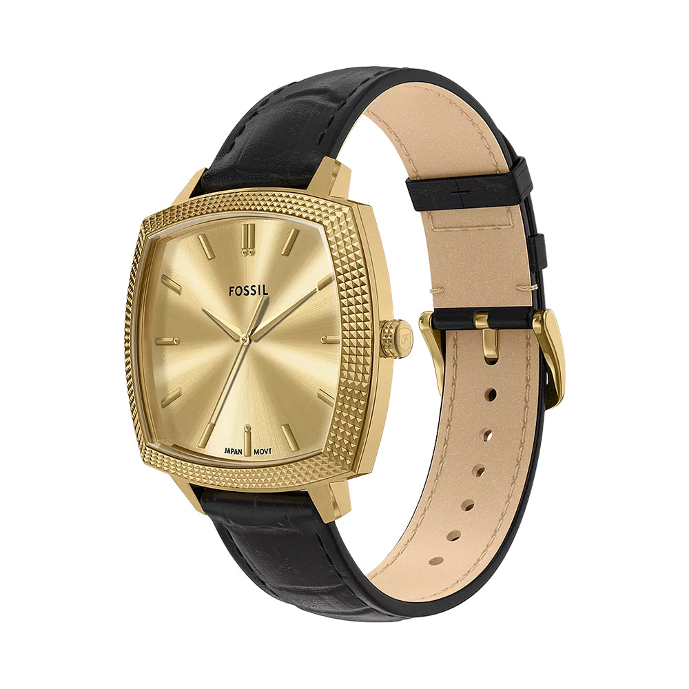 Fossil Unisex Nick Jonas x Fossil Machine Luxe Three-Hand Black Croco Leather Watch - LE1214