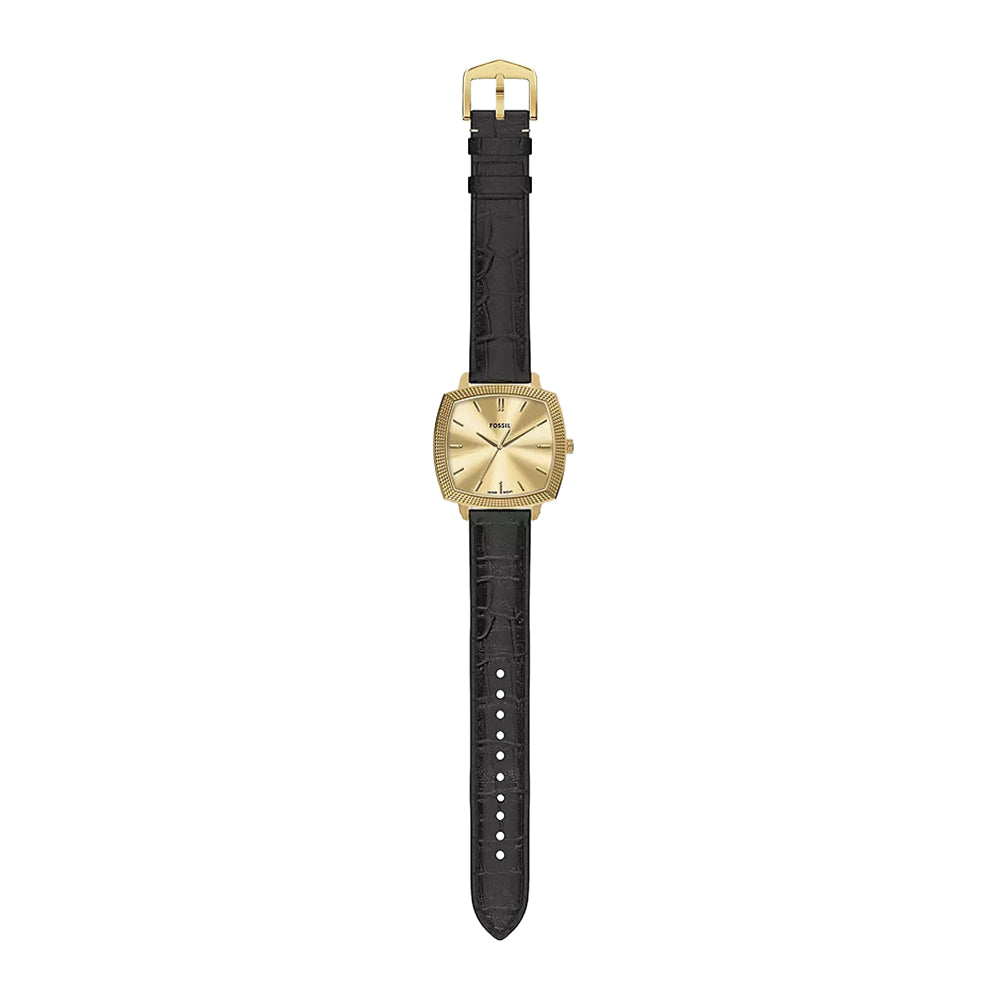 Fossil Unisex Nick Jonas x Fossil Machine Luxe Three-Hand Black Croco Leather Watch