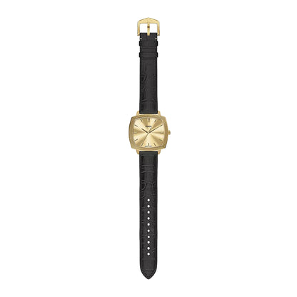Fossil Unisex Nick Jonas x Fossil Machine Luxe Three-Hand Black Croco Leather Watch - LE1214