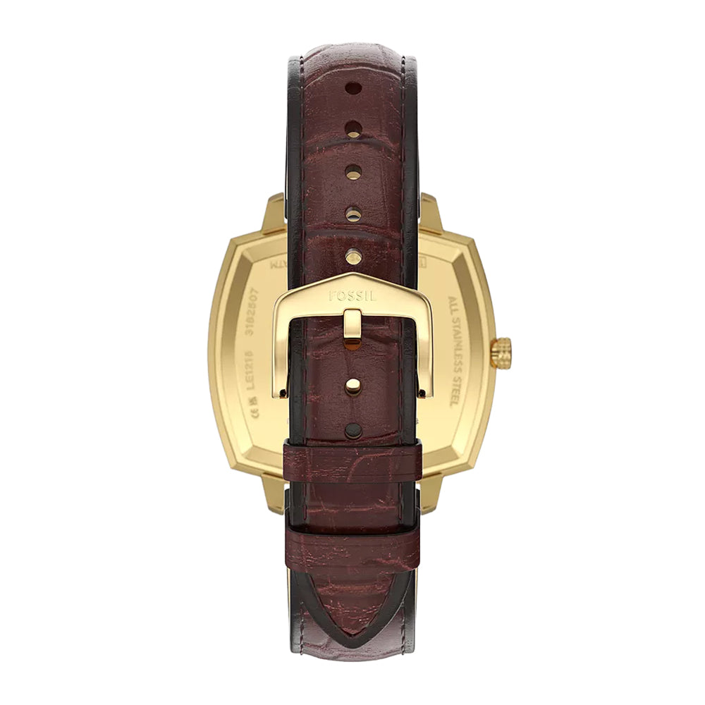 Fossil Unisex Nick Jonas x Fossil Machine Luxe Blue Vignette Three-Hand Brown Croco Leather Watch