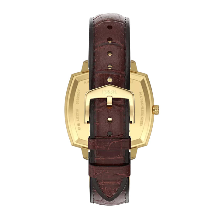 Fossil Unisex Nick Jonas x Fossil Machine Luxe Blue Vignette Three-Hand Brown Croco Leather Watch