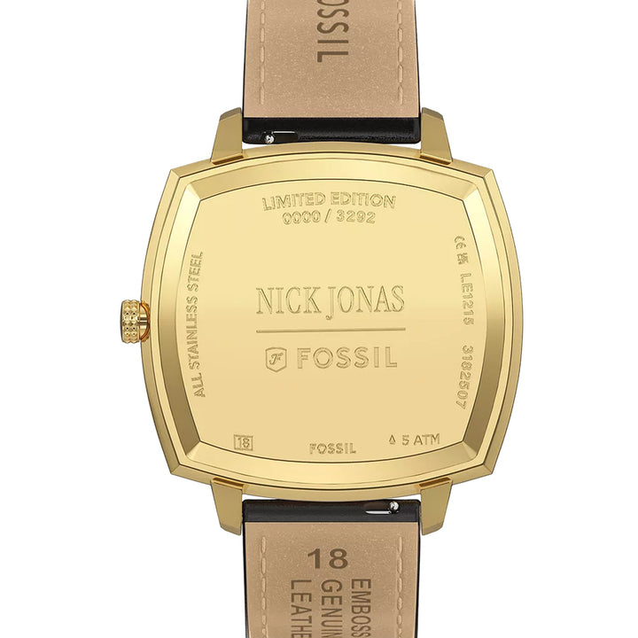 Fossil Unisex Nick Jonas x Fossil Machine Luxe Blue Vignette Three-Hand Brown Croco Leather Watch