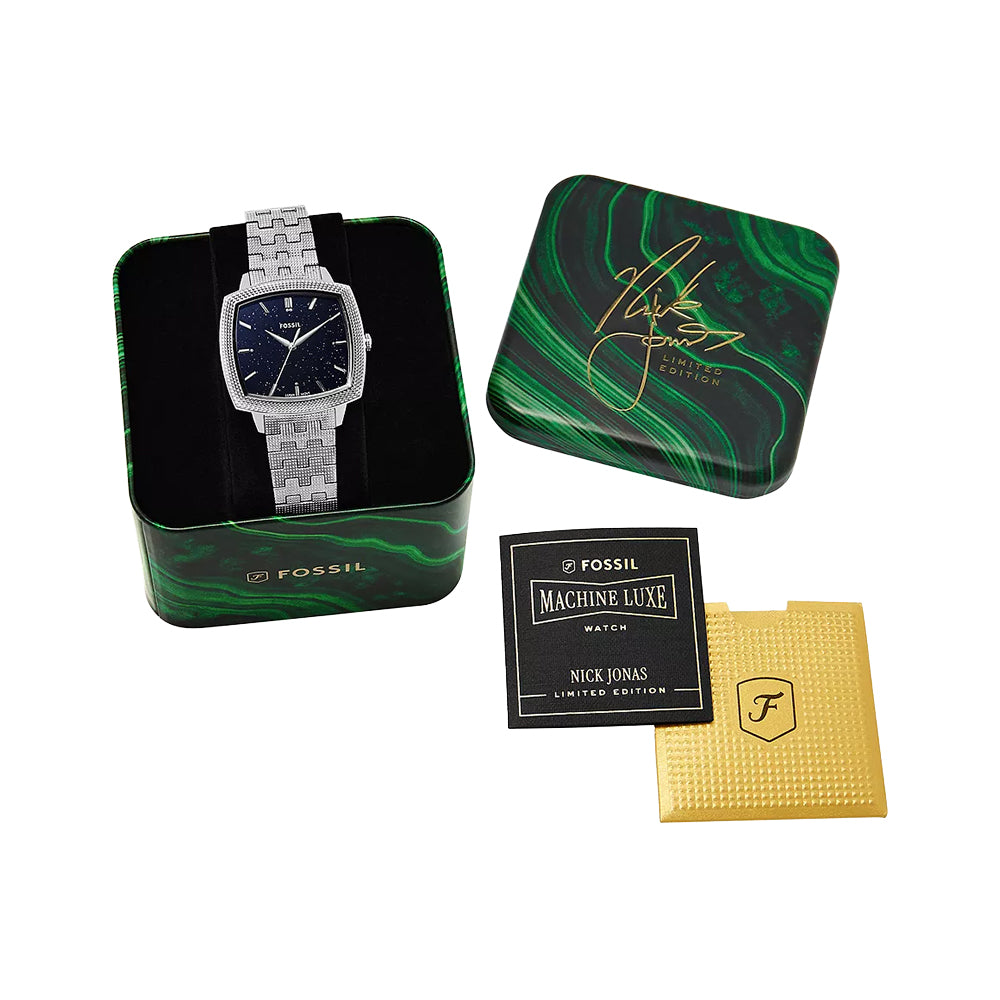 Fossil Unisex Nick Jonas x Fossil Machine Luxe Aventurine Three-Hand Stainless Steel Watch