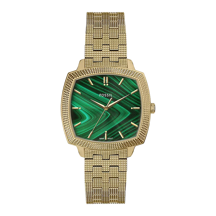 Fossil Unisex Nick Jonas x Fossil Machine Luxe Malachite Three-Hand Gold-Tone Stainless Steel Watch