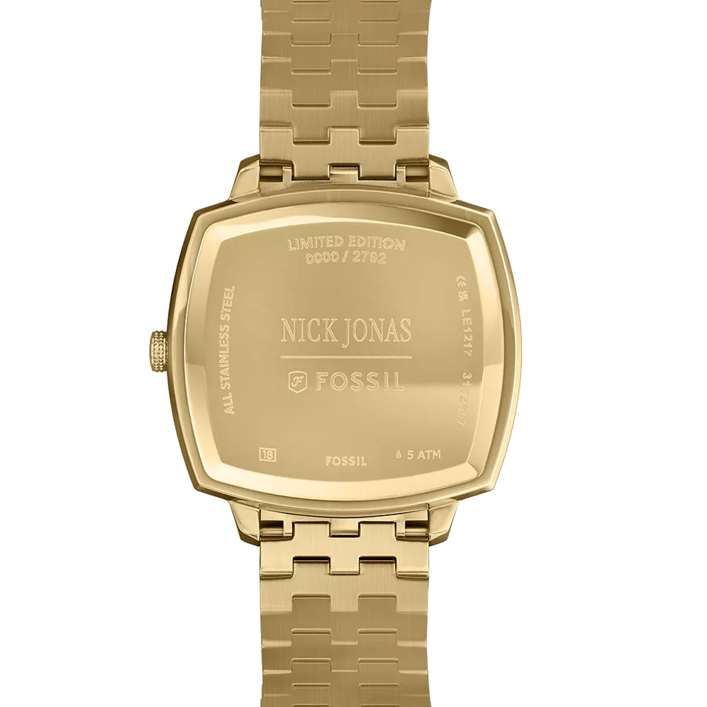Fossil Unisex Nick Jonas x Fossil Machine Luxe Malachite Three-Hand Gold-Tone Stainless Steel Watch