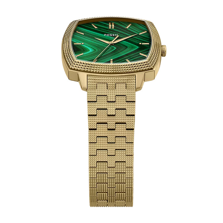 Fossil Unisex Nick Jonas x Fossil Machine Luxe Malachite Three-Hand Gold-Tone Stainless Steel Watch