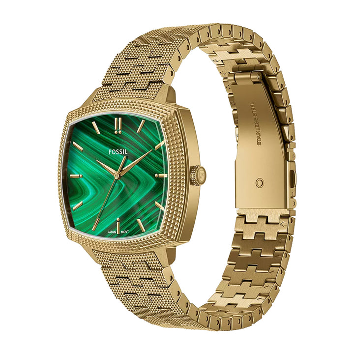 Fossil Unisex Nick Jonas x Fossil Machine Luxe Malachite Three-Hand Gold-Tone Stainless Steel Watch