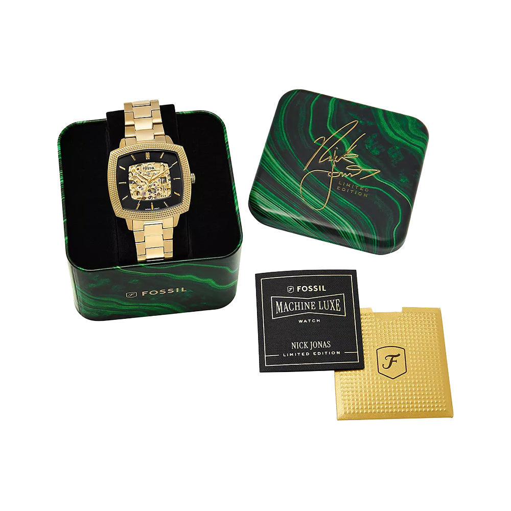 Fossil Unisex Nick Jonas x Fossil Machine Luxe Automatic Gold-Tone Stainless Steel Watch