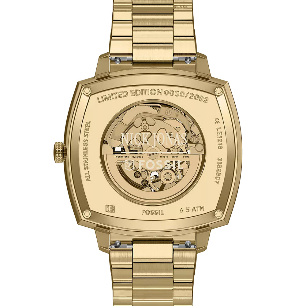 Fossil Unisex Nick Jonas x Fossil Machine Luxe Automatic Gold-Tone Stainless Steel Watch
