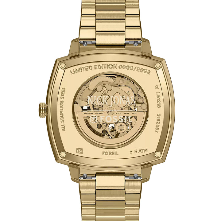 Fossil Unisex Nick Jonas x Fossil Machine Luxe Automatic Gold-Tone Stainless Steel Watch