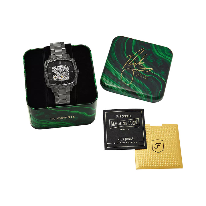 Fossil Unisex Nick Jonas x Fossil Machine Luxe Automatic Gunmetal Stainless Steel Watch
