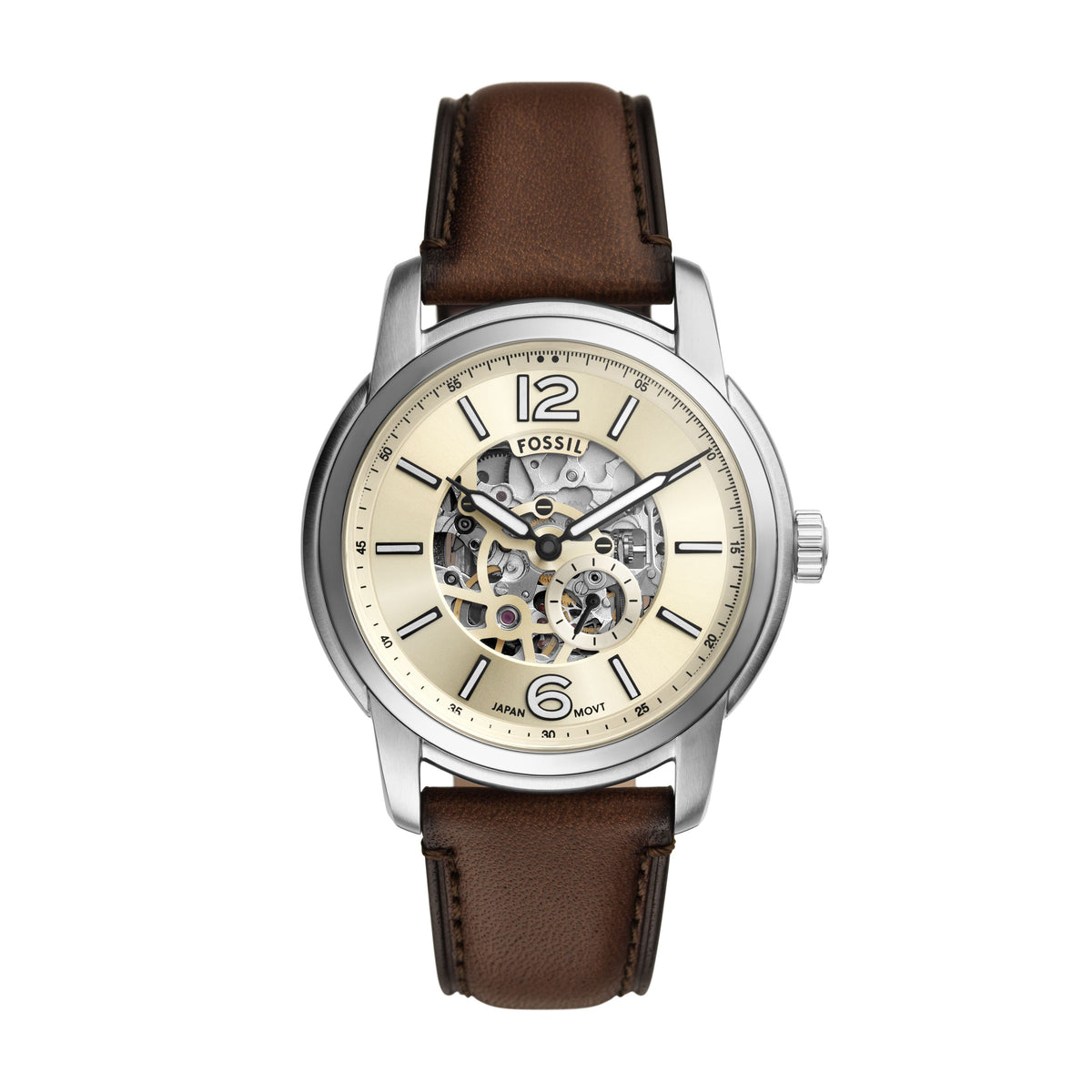 Fossil Heritage Automatic Brown Leather Watch - ME3264