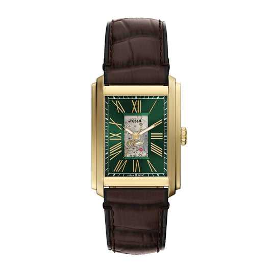 Fossil Men's Carraway Automatic Brown Croco Leather Watch