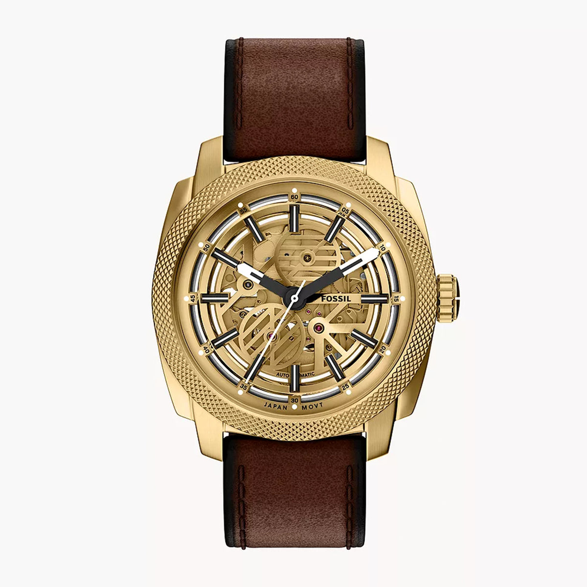 Fossil Men's Machine Automatic Brown Leather Watch - ME3278